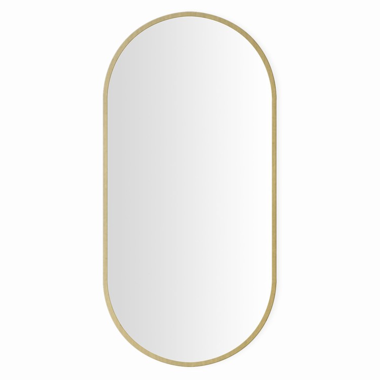 Mirror Craft 20 x 40 Inch Brass Wall Mount Pill Shaped Metal Frame