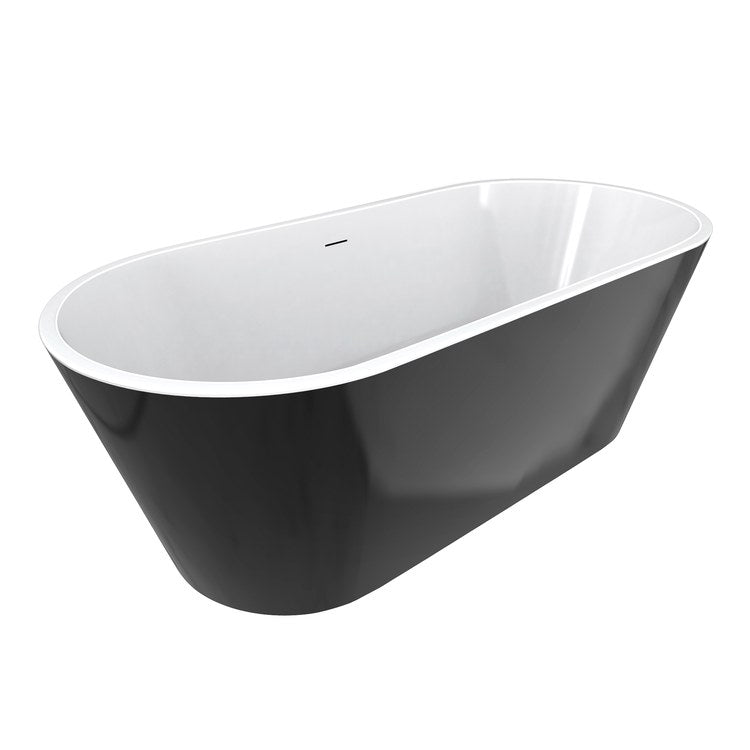 Freestanding Tub Chorale 67 x 31 Inch Soaker White with Black Skirt Center Drain Oval - Image 2