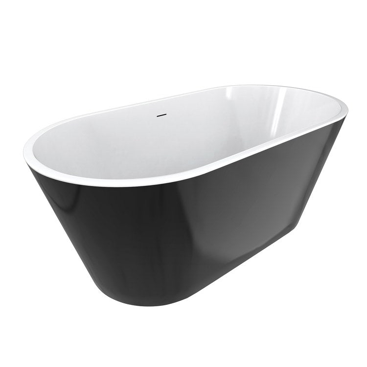 Freestanding Tub Chorale 60 x 30 Inch Soaker White with Black Skirt Center Drain Oval - Image 2
