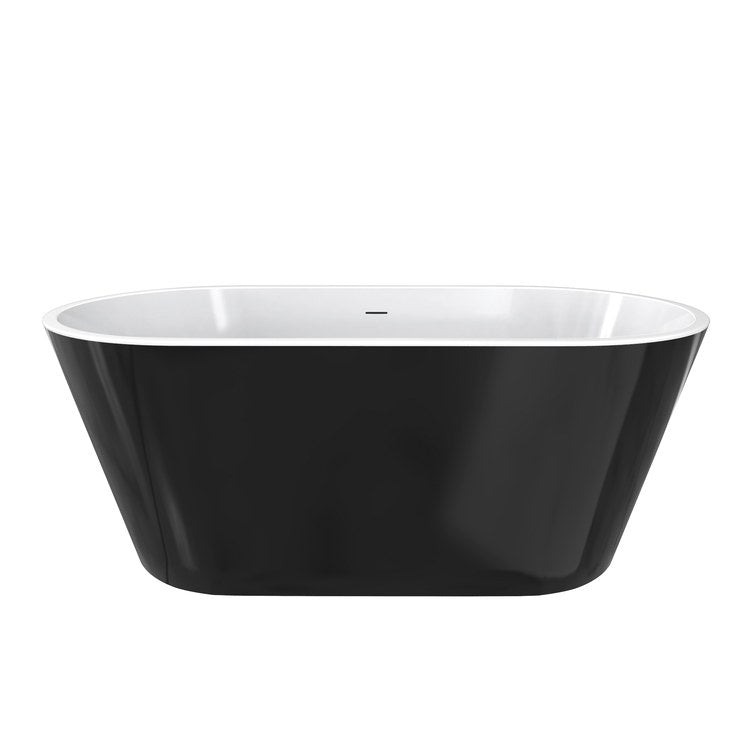 Freestanding Tub Chorale 60 x 30 Inch Soaker White with Black Skirt Center Drain Oval - Image 1
