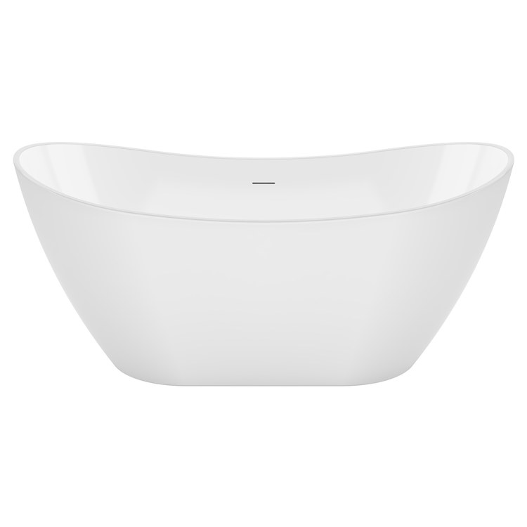 Freestanding Tub Mirella 60 x 29 Inch Soaker White Center Drain Oval - Image 1