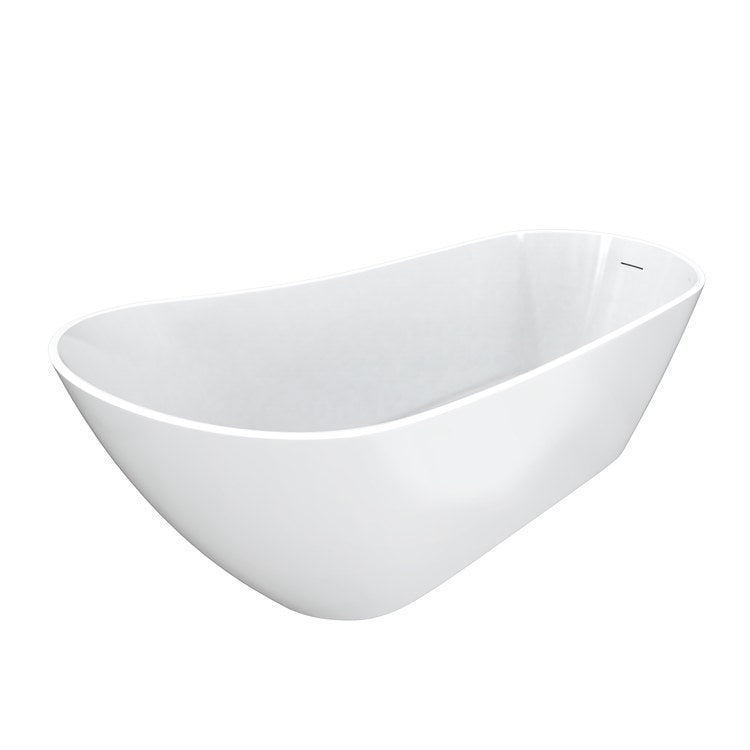 Freestanding Tub Sinfoni 67 x 29 Inch Soaker White End Drain Oval - Image 2