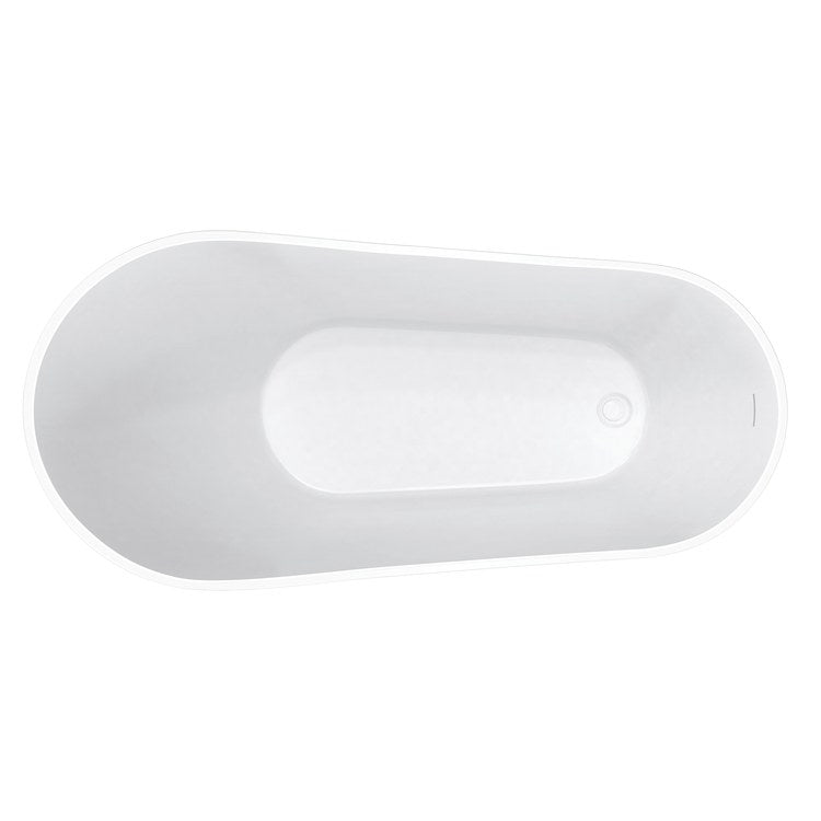 Freestanding Tub Sinfoni 59 x 28 Inch Soaker White End Drain Oval - Image 3