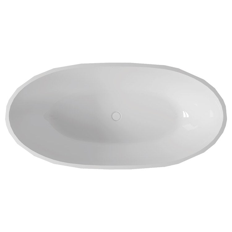 Freestanding Tub Fura 67 x 32 Inch Soaker White Center Drain Oval - Image 3