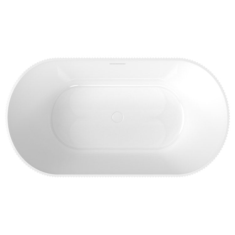 Freestanding Tub Tori 59 x 32 Inch Soaker White Center Drain Oval - Image 3