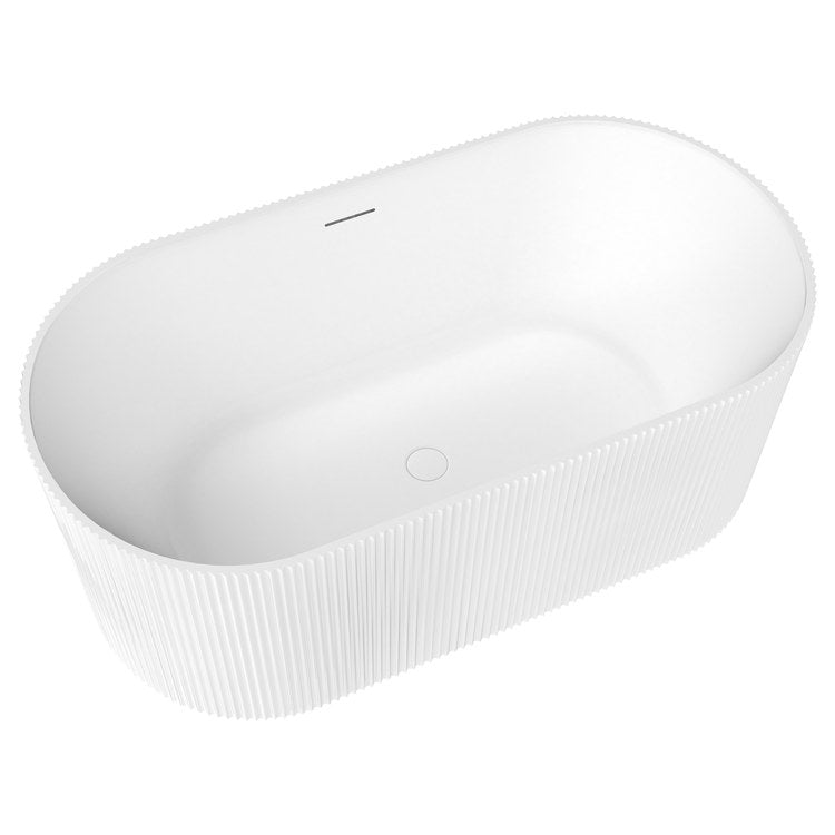Freestanding Tub Tori 59 x 32 Inch Soaker Matte White Center Drain Oval - Image 2