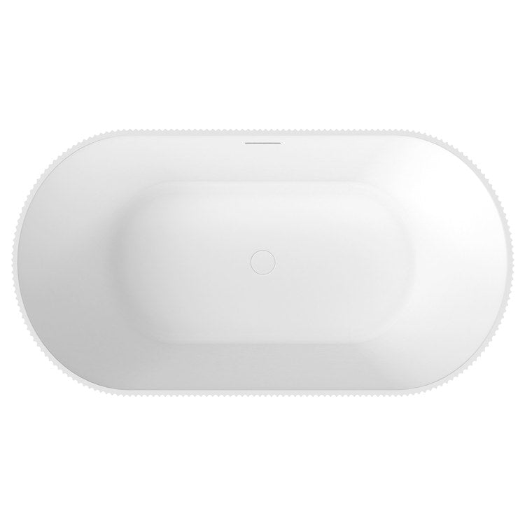 Freestanding Tub Tori 59 x 32 Inch Soaker Matte White Center Drain Oval - Image 3