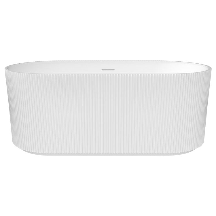 Freestanding Tub Tori 59 x 32 Inch Soaker Matte White Center Drain Oval - Image 1