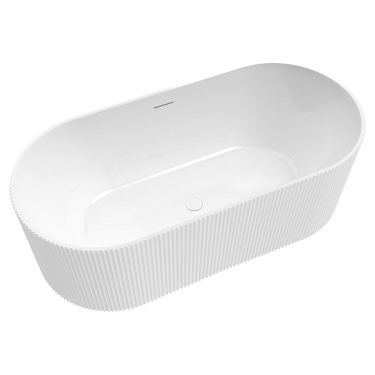Freestanding Tub Tori 67 x 32 Inch Soaker White Center Drain Oval - Image 2