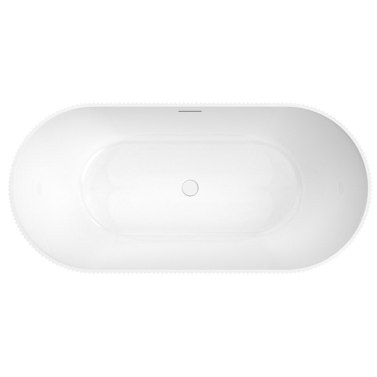 Freestanding Tub Tori 67 x 32 Inch Soaker White Center Drain Oval - Image 3