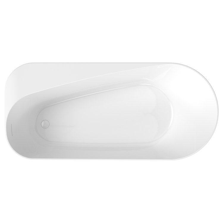 Freestanding Tub Kuja 67 x 32 Inch Soaker White End Drain Oval - Image 3