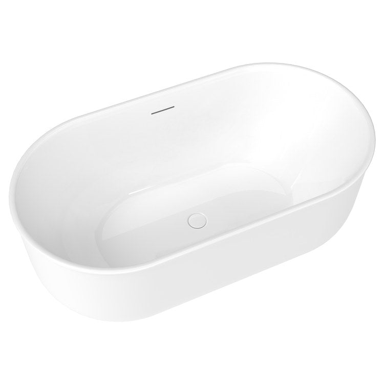 Freestanding Tub Ommu 59 x 32 Inch Soaker White Center Drain Oval - Image 2