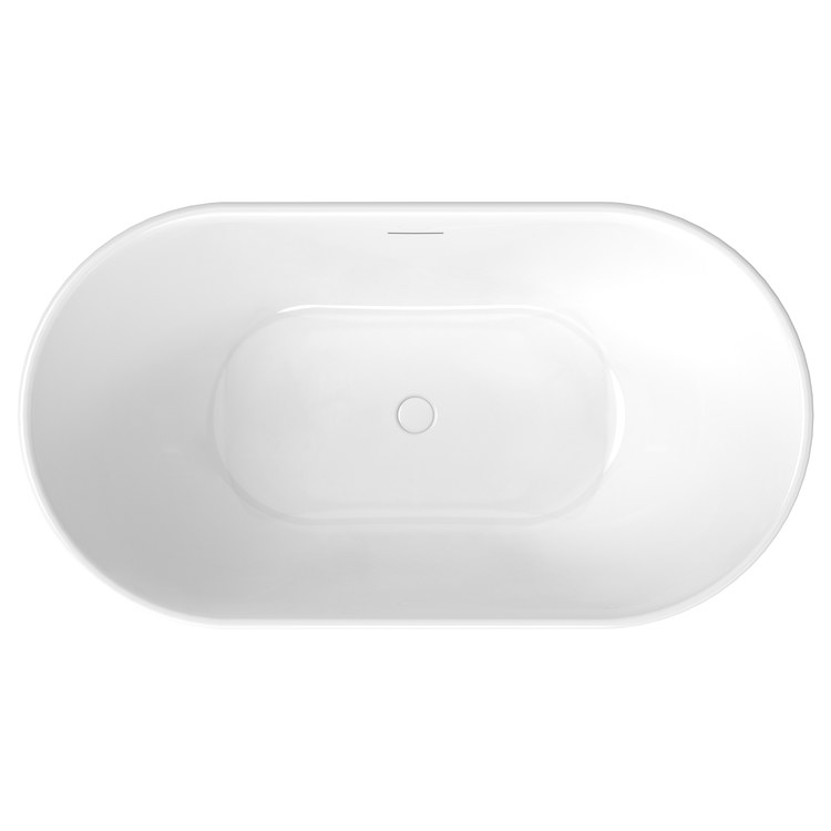 Freestanding Tub Ommu 59 x 32 Inch Soaker White Center Drain Oval - Image 3