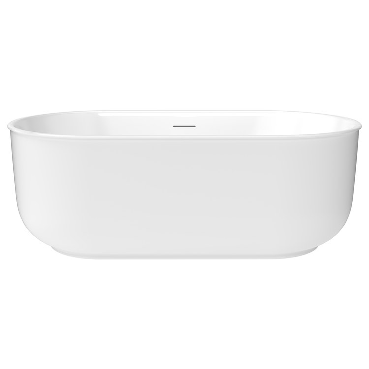 Freestanding Tub Ommu 59 x 32 Inch Soaker White Center Drain Oval - Image 1