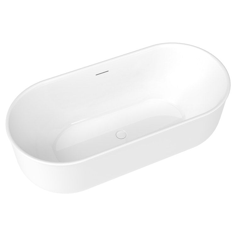 Freestanding Tub Ommu 67 x 32 Inch Soaker White Center Drain Oval - Image 2