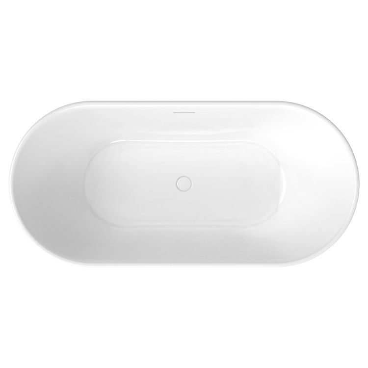 Freestanding Tub Ommu 67 x 32 Inch Soaker White Center Drain Oval - Image 3