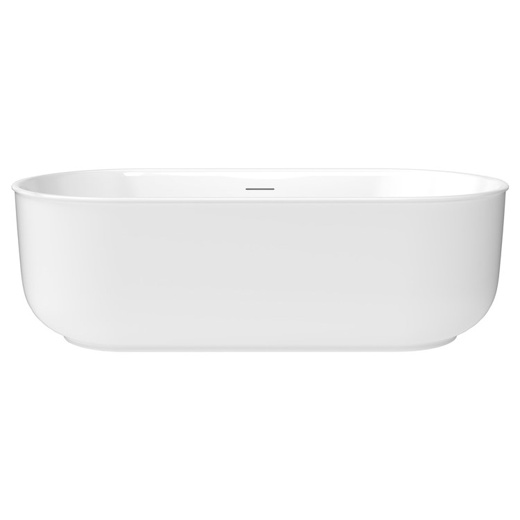 Freestanding Tub Ommu 67 x 32 Inch Soaker White Center Drain Oval - Image 1
