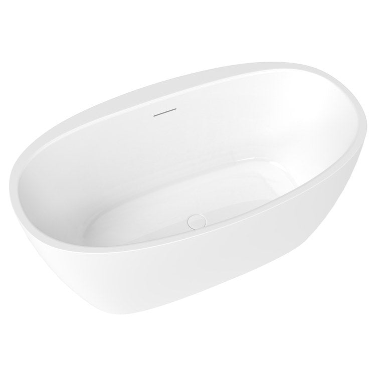 Freestanding Tub Hatto 59 x 32 Inch Soaker White Center Drain Oval - Image 2