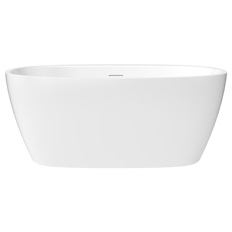 Freestanding Tub Hatto 59 x 32 Inch Soaker White Center Drain Oval - Image 1