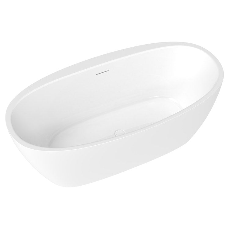 Freestanding Tub Hatto 67 x 32 Inch Soaker White Center Drain Oval - Image 2