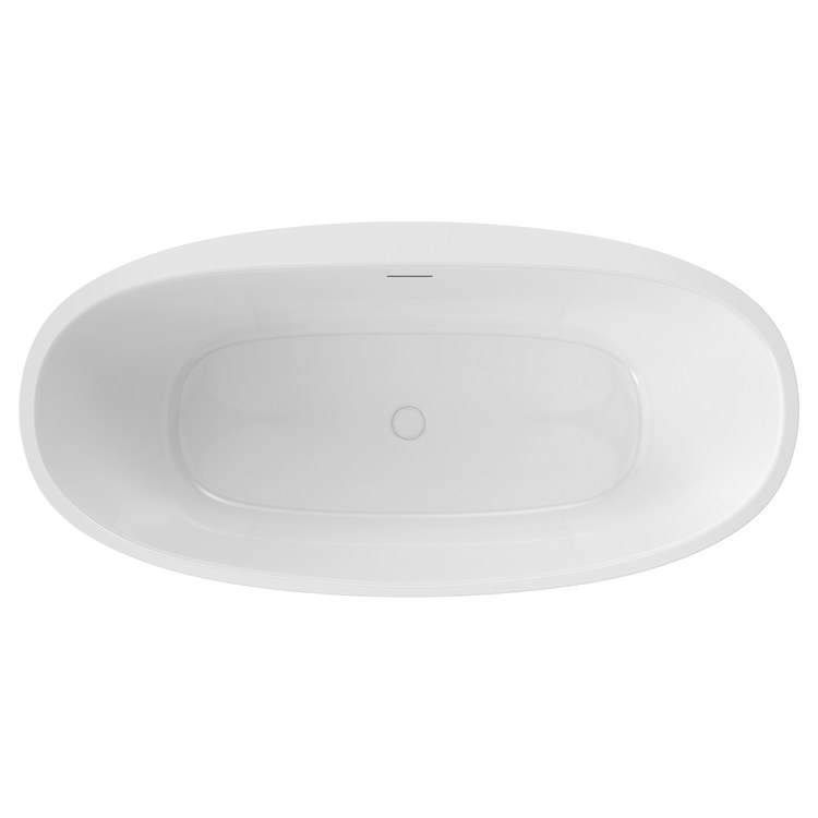 Freestanding Tub Hatto 67 x 32 Inch Soaker White Center Drain Oval - Image 3