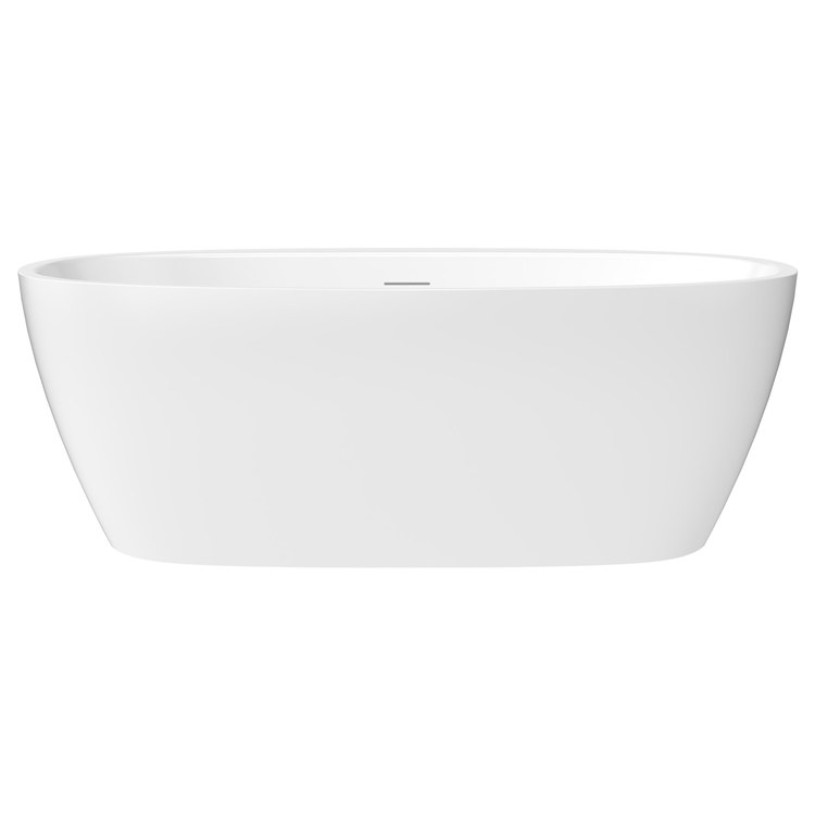 Freestanding Tub Hatto 67 x 32 Inch Soaker White Center Drain Oval - Image 1