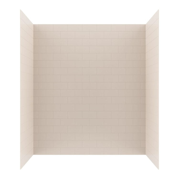Shower Wall Kit 3 Piece Metro Subway Tile 30 x 62 x 72 Inch Tahiti White Swanstone - Image 1