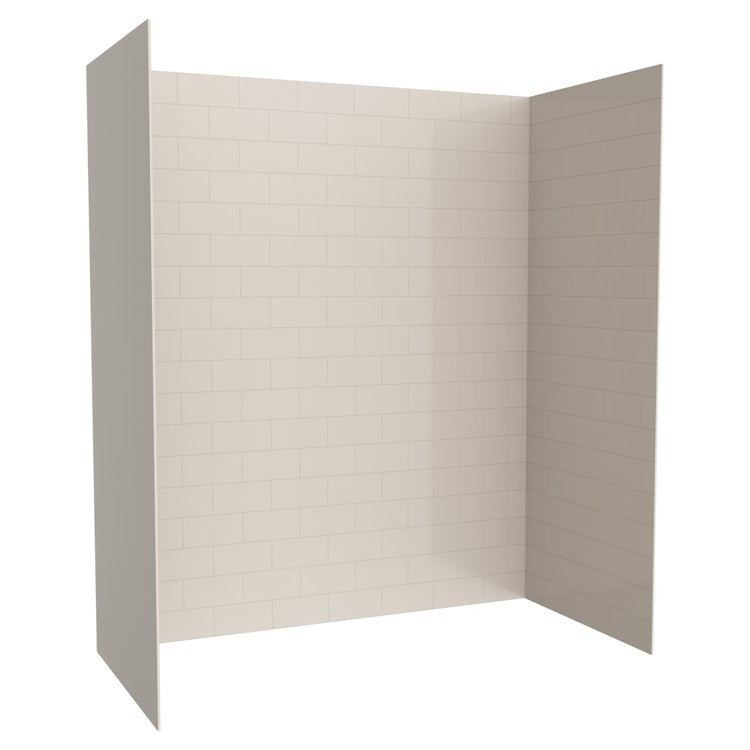 Shower Wall Kit 3 Piece Metro Subway Tile 30 x 62 x 72 Inch Bisque Swanstone - Image 2