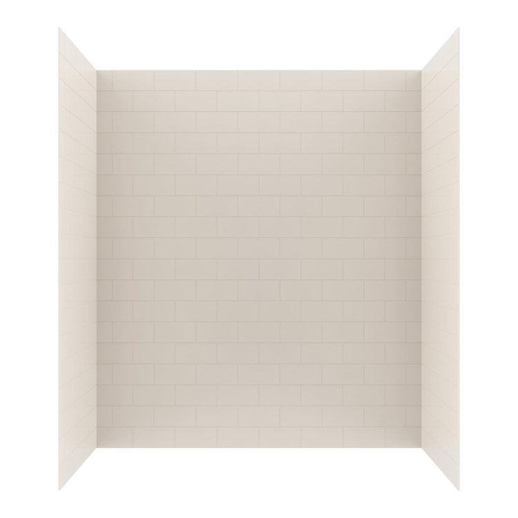 Shower Wall Kit 3 Piece Metro Subway Tile 30 x 62 x 72 Inch Bisque Swanstone - Image 1