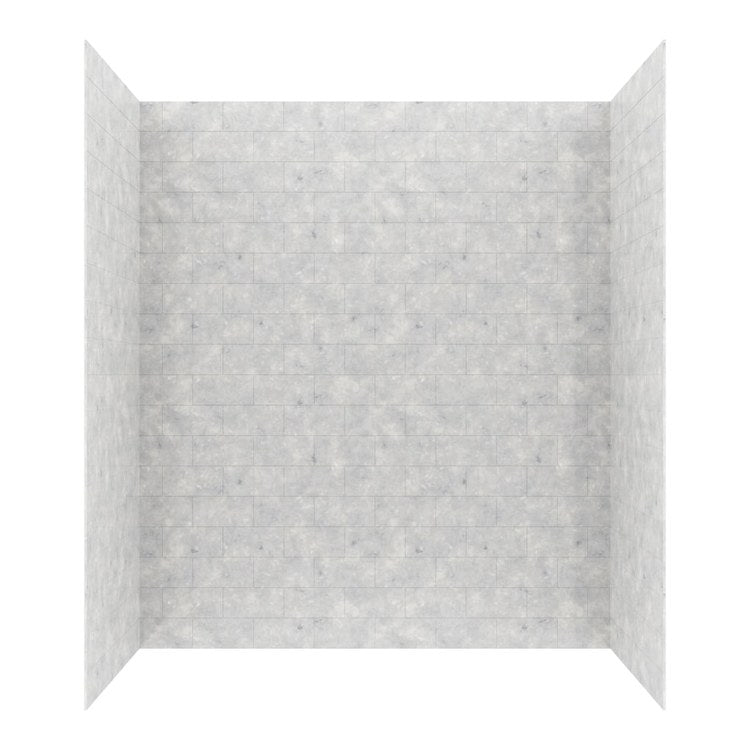 Shower Wall Kit 3 Piece Metro Subway Tile 30 x 62 x 72 Inch Ice Swanstone - Image 1