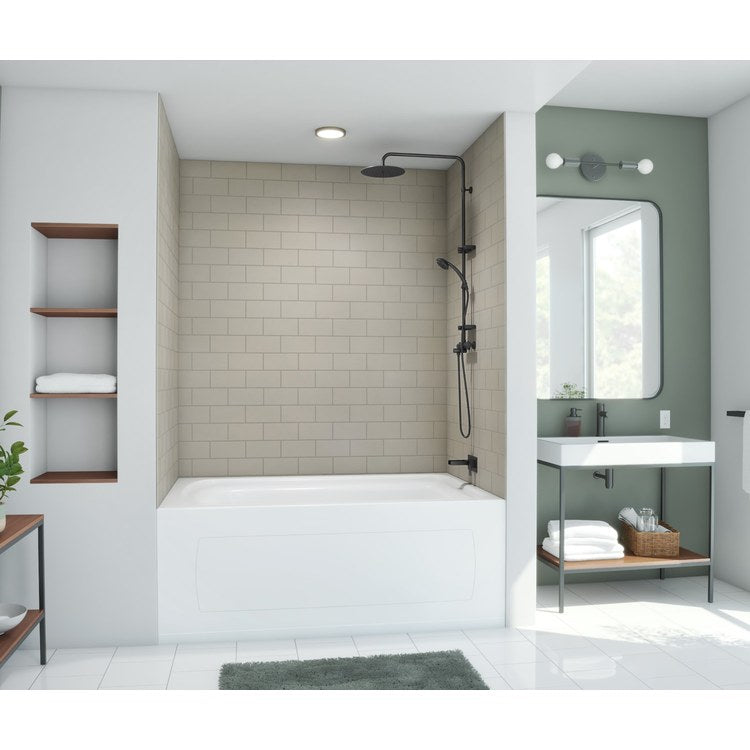 Shower Wall Kit 3 Piece Metro Subway Tile 30 x 62 x 72 Inch Limestone Swanstone - Image 3