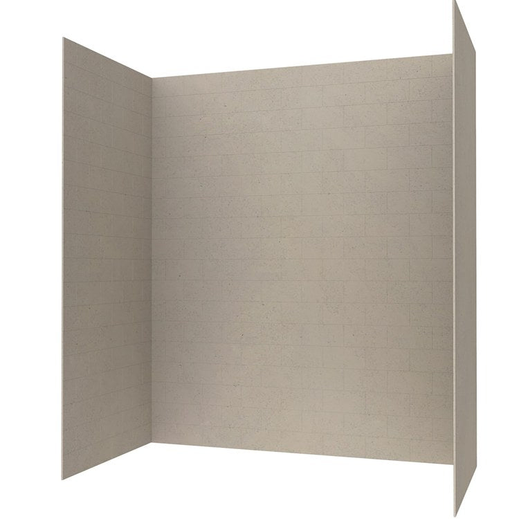 Shower Wall Kit 3 Piece Metro Subway Tile 30 x 62 x 72 Inch Limestone Swanstone - Image 1