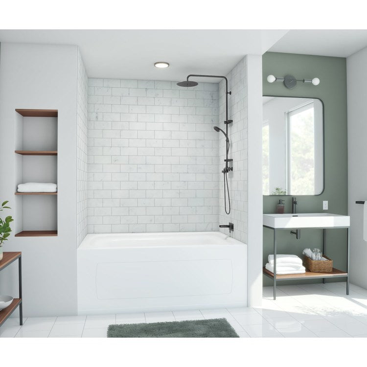 Shower Wall Kit 3 Piece Metro Subway Tile 30 x 62 x 72 Inch Carrara Swanstone - Image 3