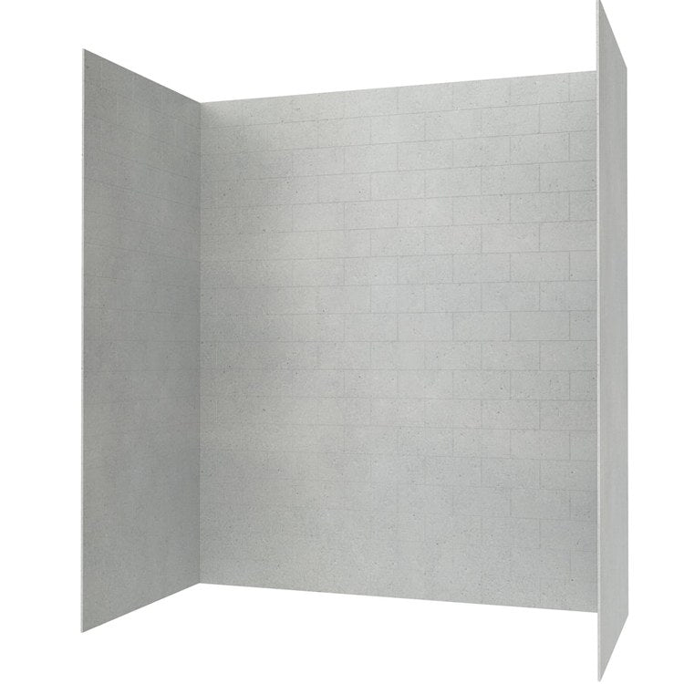 Shower Wall Kit 3 Piece Metro Subway Tile 36 x 36 x 72 Inch Ash Gray Swanstone