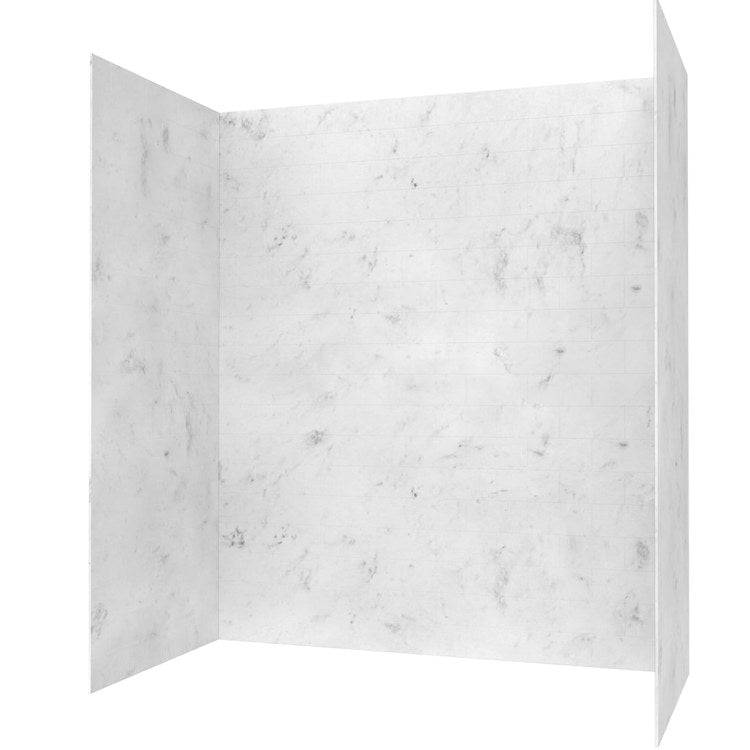 Shower Wall Kit 3 Piece Metro Subway Tile 36 x 36 x 72 Inch Carrara Swanstone - Image 1