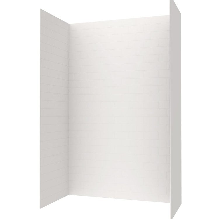 Shower Wall Kit 3 Piece Metro Subway Tile 32 x 62 x 96 Inch White Swanstone - Image 1