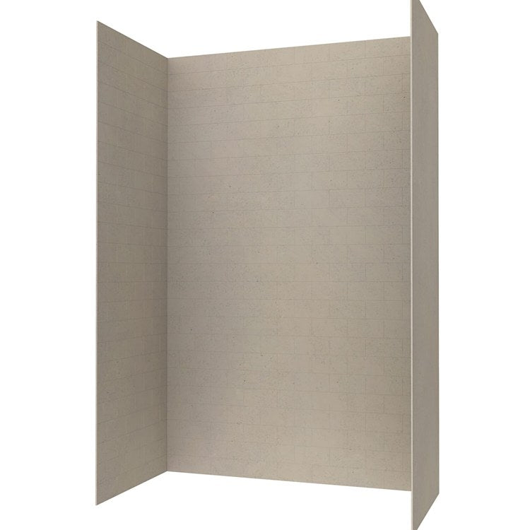 Shower Wall Kit 3 Piece Metro Subway Tile 32 x 62 x 96 Inch Limestone Swanstone - Image 1