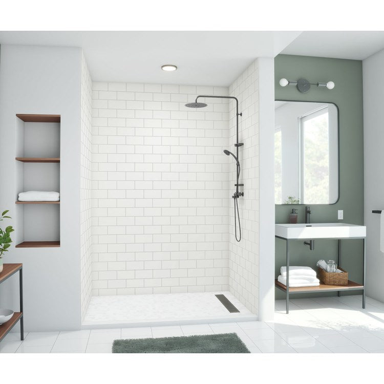 Shower Wall Kit 3 Piece Metro Subway Tile 34 x 62 x 96 Inch White Swanstone - Image 3
