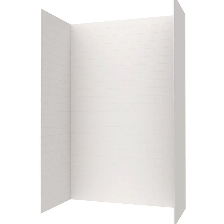 Shower Wall Kit 3 Piece Metro Subway Tile 34 x 62 x 96 Inch White Swanstone - Image 1