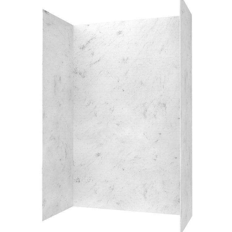 Shower Wall Kit 3 Piece Metro Subway Tile 34 x 62 x 96 Inch Carrara Swanstone
