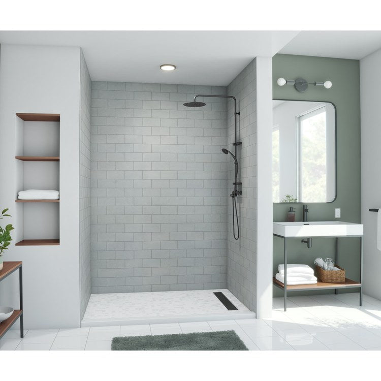 Shower Wall Kit 3 Piece Metro Subway Tile 36 x 36 x 96 Inch Ash Gray Swanstone - Image 3