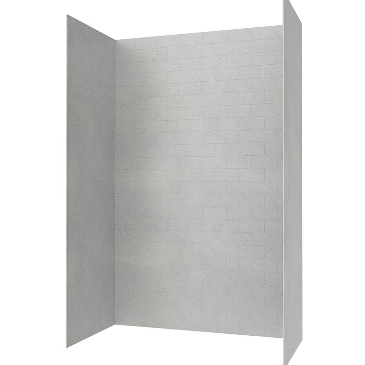 Shower Wall Kit 3 Piece Metro Subway Tile 36 x 36 x 96 Inch Ash Gray Swanstone