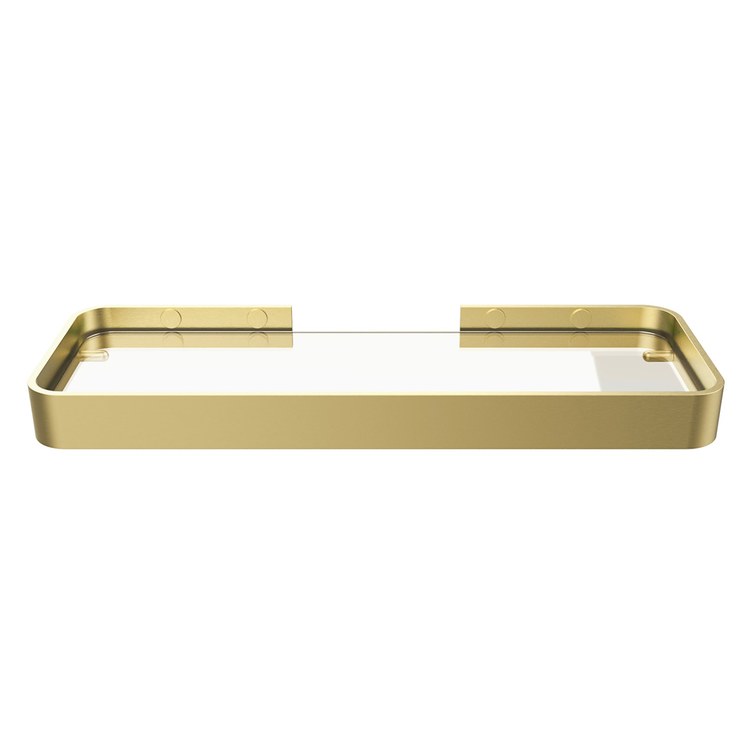 Shower Basket Odile Suite Rectangular Shelf with Clear Glass Brushed Gold 13.5 x 4.5 Inch Glass/Aluminum Wall Mount - Image 2