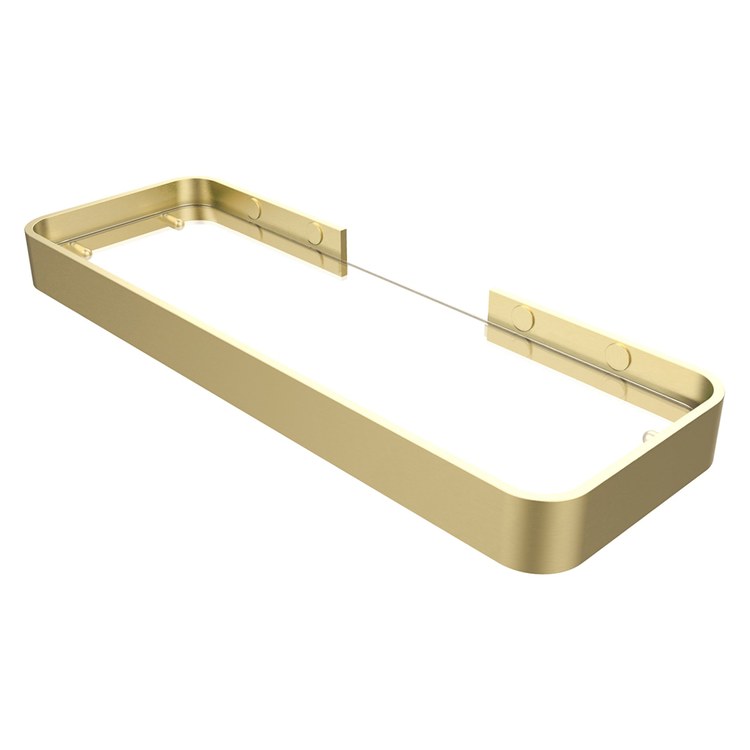 Shower Basket Odile Suite Rectangular Shelf with Clear Glass Brushed Gold 13.5 x 4.5 Inch Glass/Aluminum Wall Mount