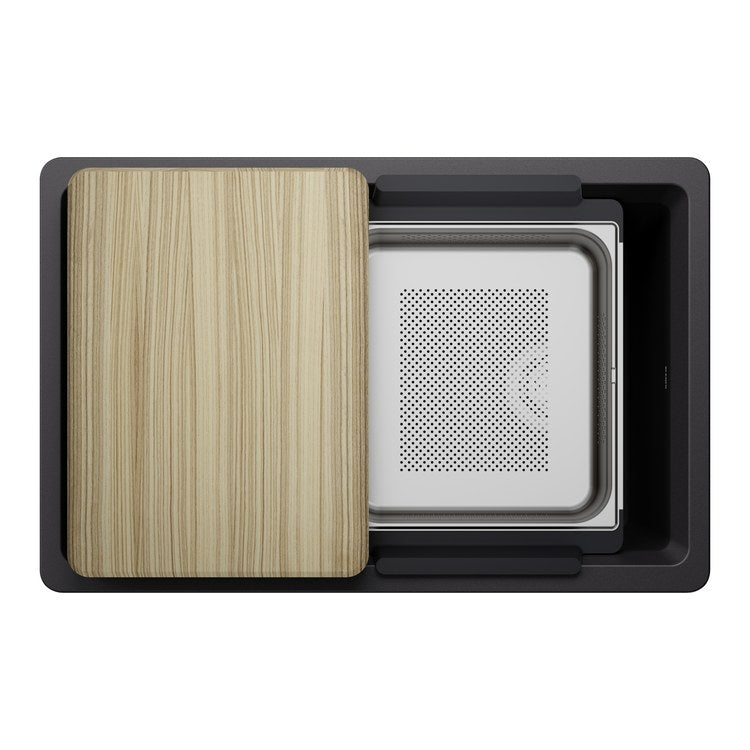 Workstation Inteos 30 Inch Coal Black Silgranit - Image 1