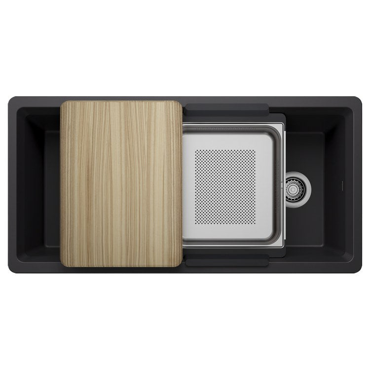 Workstation Inteos 39 Inch Coal Black Silgranit - Image 1