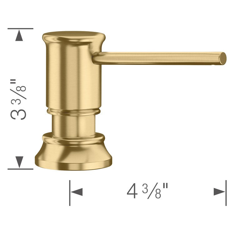 Soap Dispenser Empressa Satin Gold Deck Mount Solid Brass 12 Fluid Ounce - Image 2