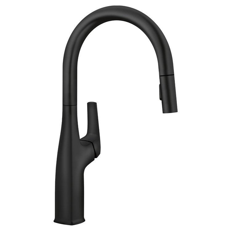 Kitchen Faucet Rivana High Arc 1 Lever CALGreen CEC Matte Black Pull Down 2 Function Gooseneck 170 DEG Swivel 1 Hole 1.5 Gallons per Minute - Image 1