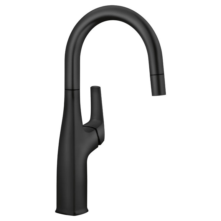 Bar Faucet Rivana 1 Lever CEC CALGreen Matte Black Pull Down 1 Function Gooseneck 170 DEG Swivel 1.5 Gallons per Minute - Image 1