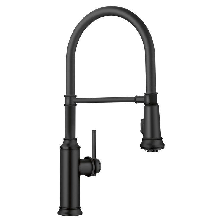 Kitchen Faucet Rivana Semi Pro 1 Lever CALGreen CEC Matte Black Pull Down 2 Function Gooseneck 180 DEG Swivel 1 Hole 1.5 Gallons per Minute - Image 1